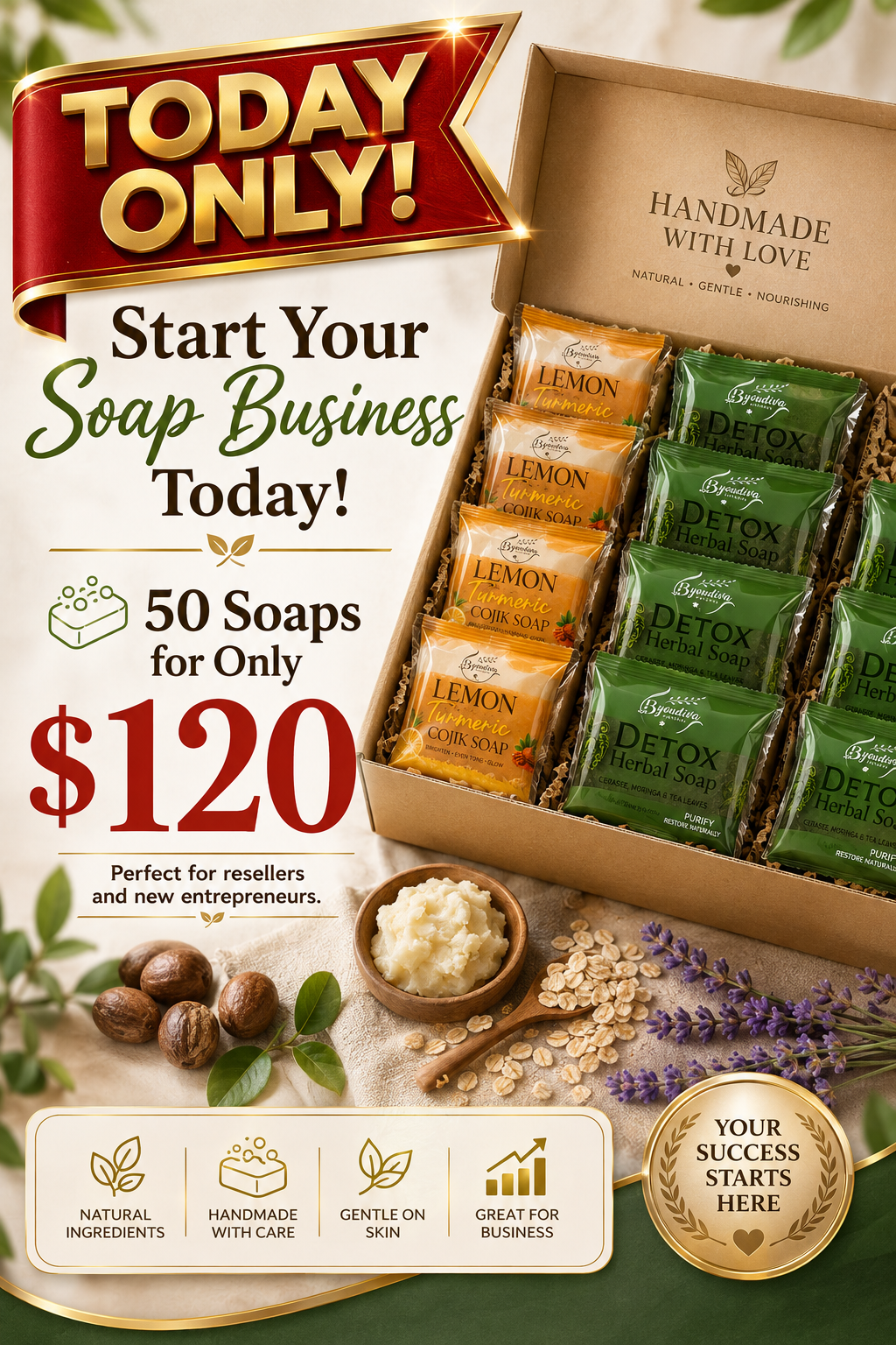 Wholesale Mixed Handmade soap TURMERIC & Cerasee