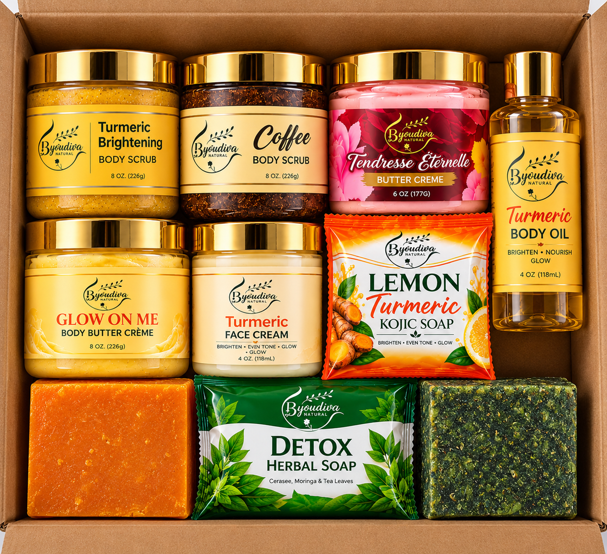 10 items ByouDiva Glow Box  | Turmeric + Detox Skincare | Limited Edition
