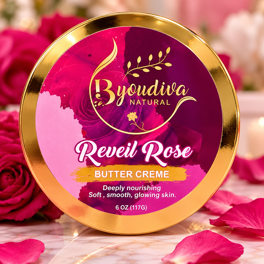 Réveil Rose body butter crème 6 oz jar by ByouDiva
