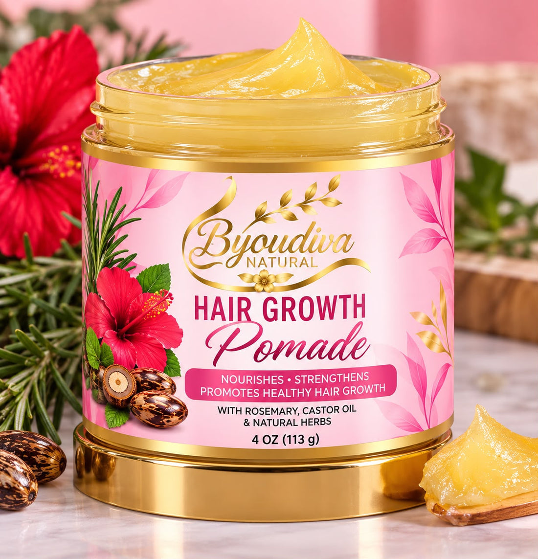Natural Hair Growth Pomade  Grease (4 OZ  113 g)